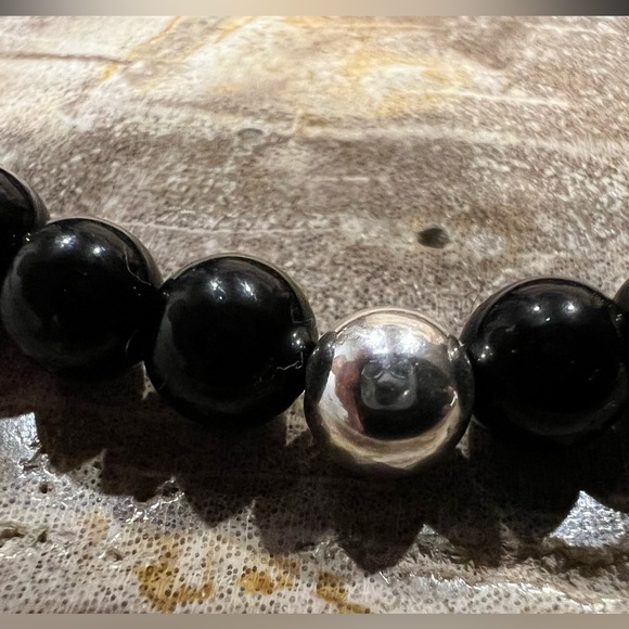 Onyx 925 New Natural Stone Beaded Stretchy Bracelet 6mm in 19cm - Picture 5 of 5